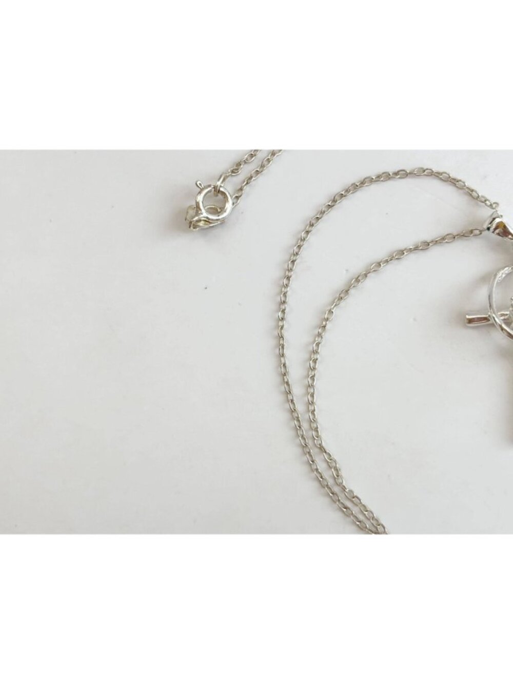 Modernist Cubic Zirconia Cross Sterling Silver 925 Vintage Pendant Necklace 16" - Picture 7 of 14